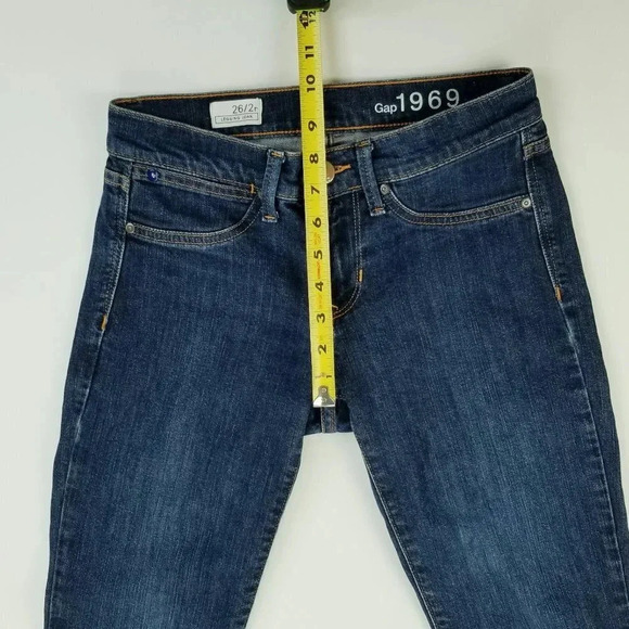 Gap 1969 26/2R Legging Women's Blue Denim Raw Hem/Slit Jeans Size 26X29 - Picture 3 of 11